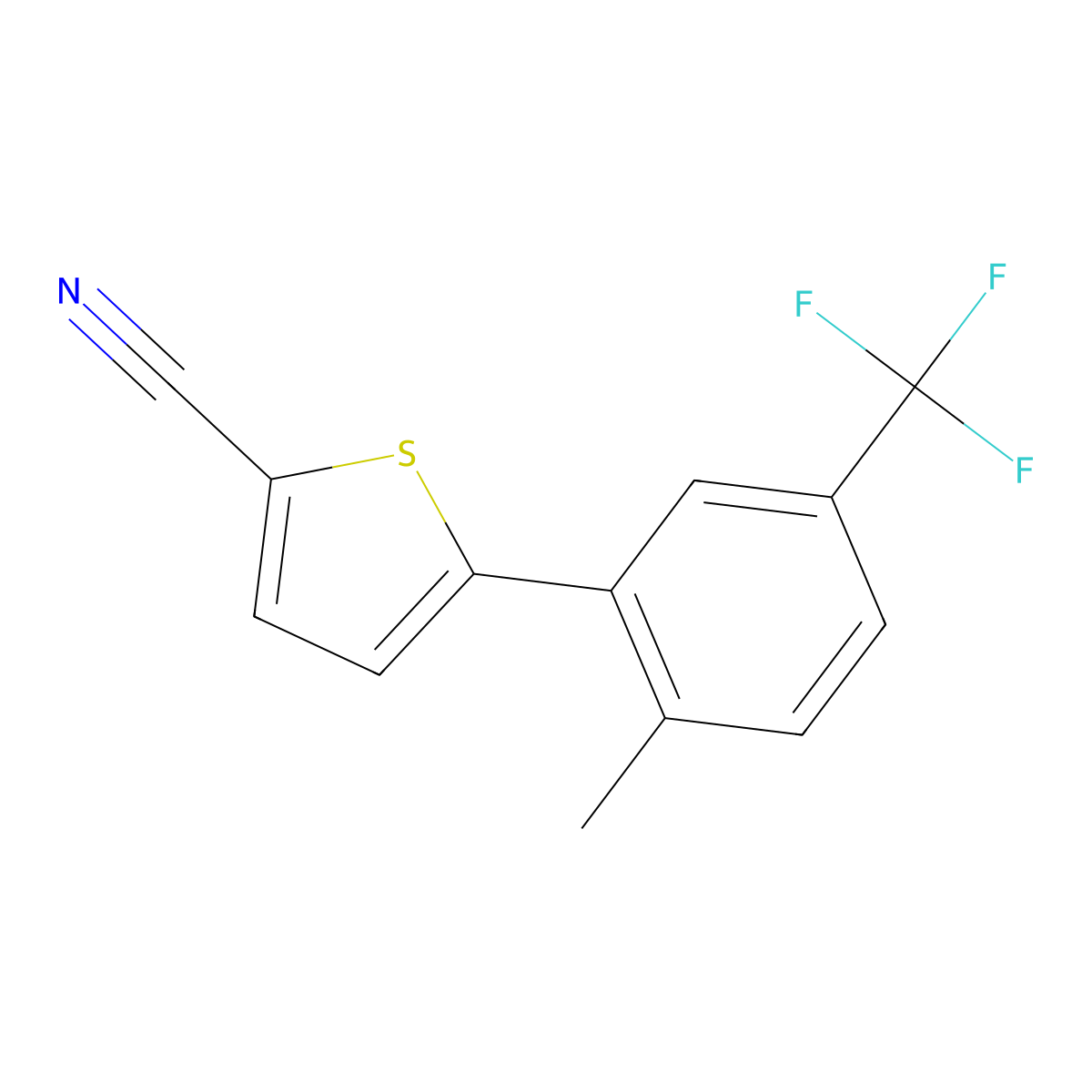 5-[2-Methyl-5-(trifluoromethyl)phenyl]-2-thiophenecarbonitrile molecular structure, CAS 2834504-17-3
