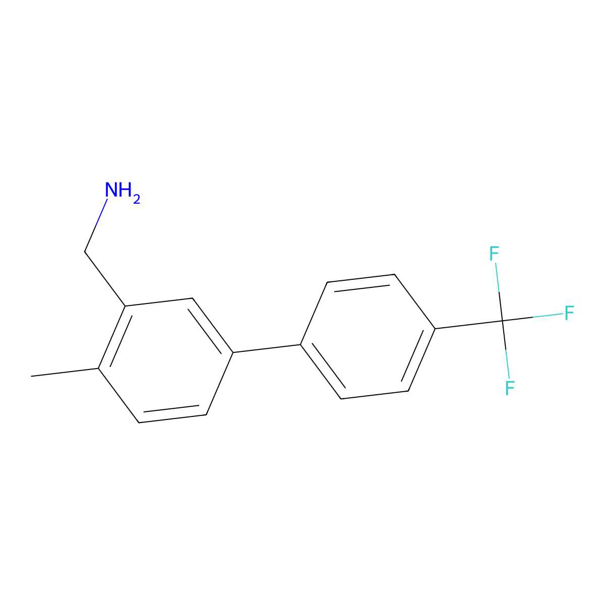(4-Methyl-4'-(trifluoromethyl)-[1,1'-biphenyl]-3-yl)methanamine molecular structure, CAS 2834586-42-2