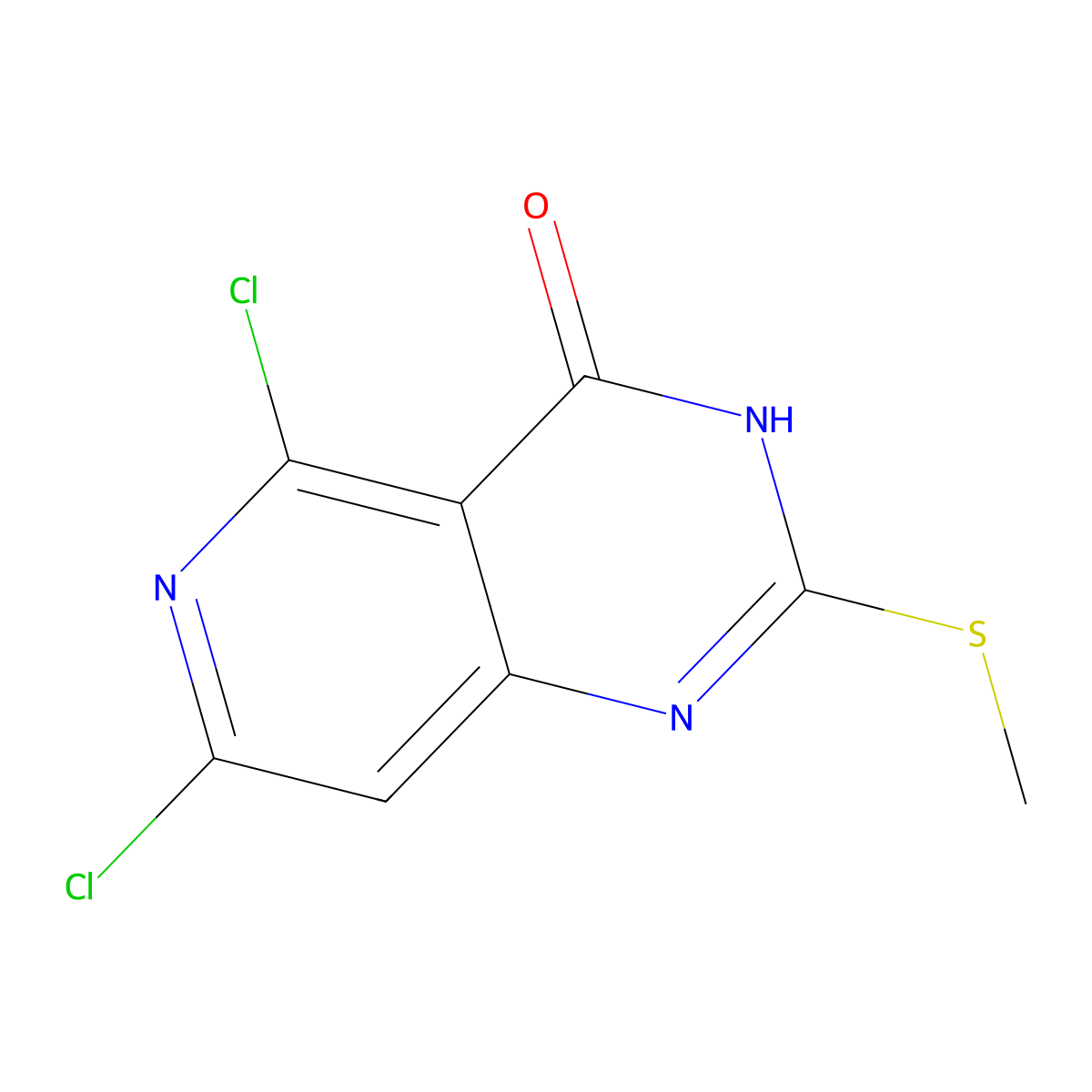 5,7-Dichloro-2-methylsulfanyl-1H-pyrido[4,3-D]pyrimidin-4-one molecular structure, CAS 2834759-76-9