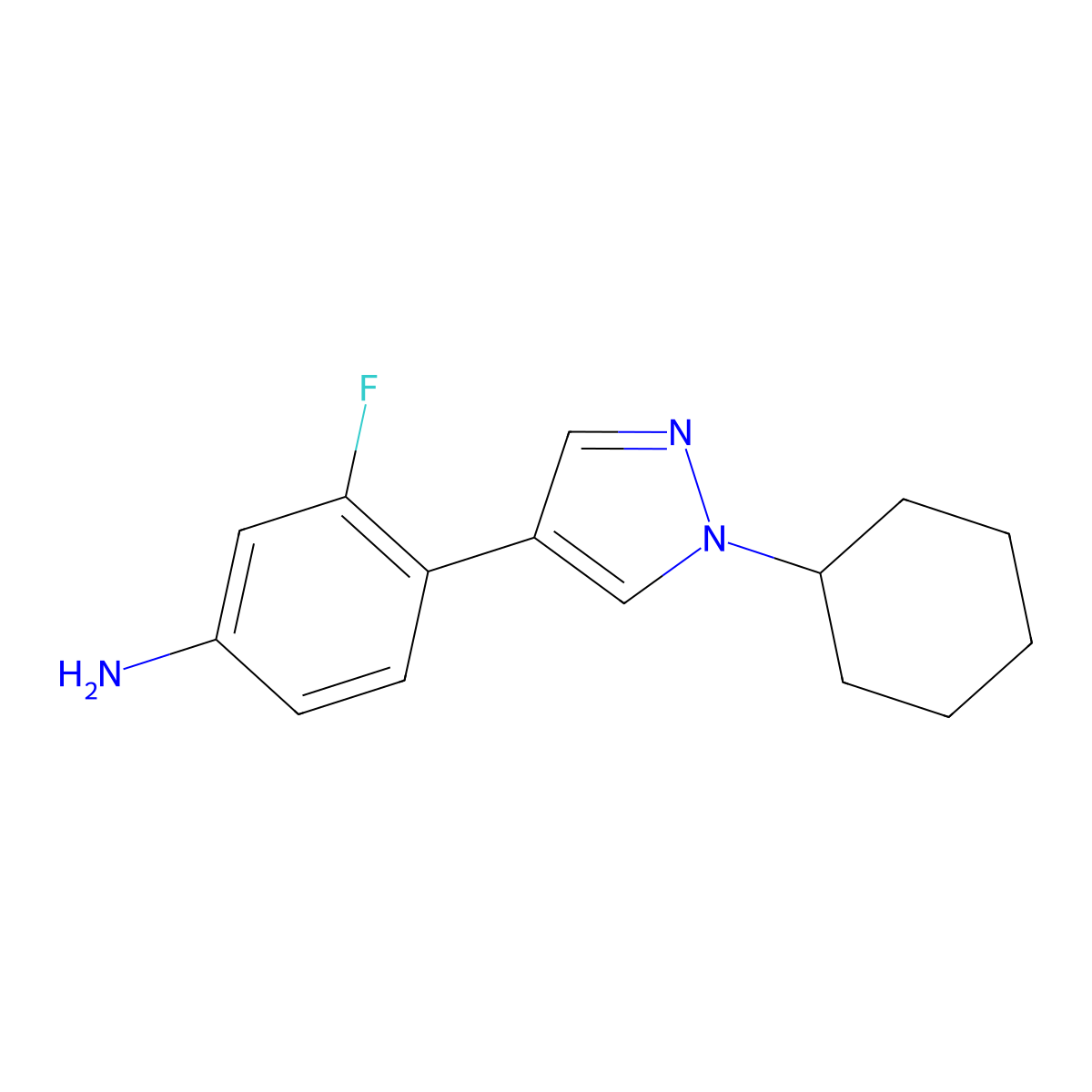 4-(1-Cyclohexyl-1H-pyrazol-4-yl)-3-fluoroaniline molecular structure, CAS 2835194-07-3