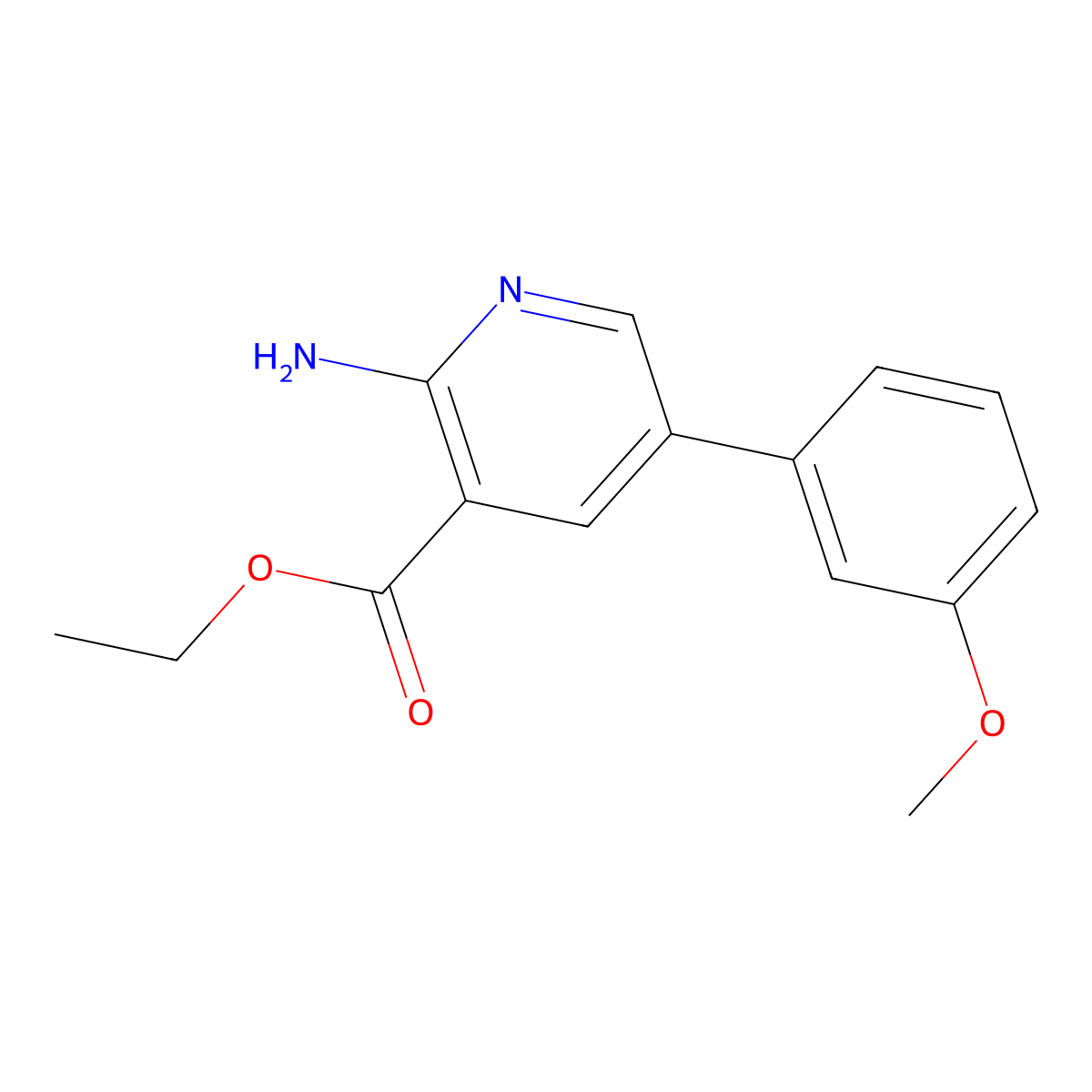 Ethyl 2-amino-5-(3-methoxyphenyl)nicotinate molecular structure, CAS 2835194-15-3