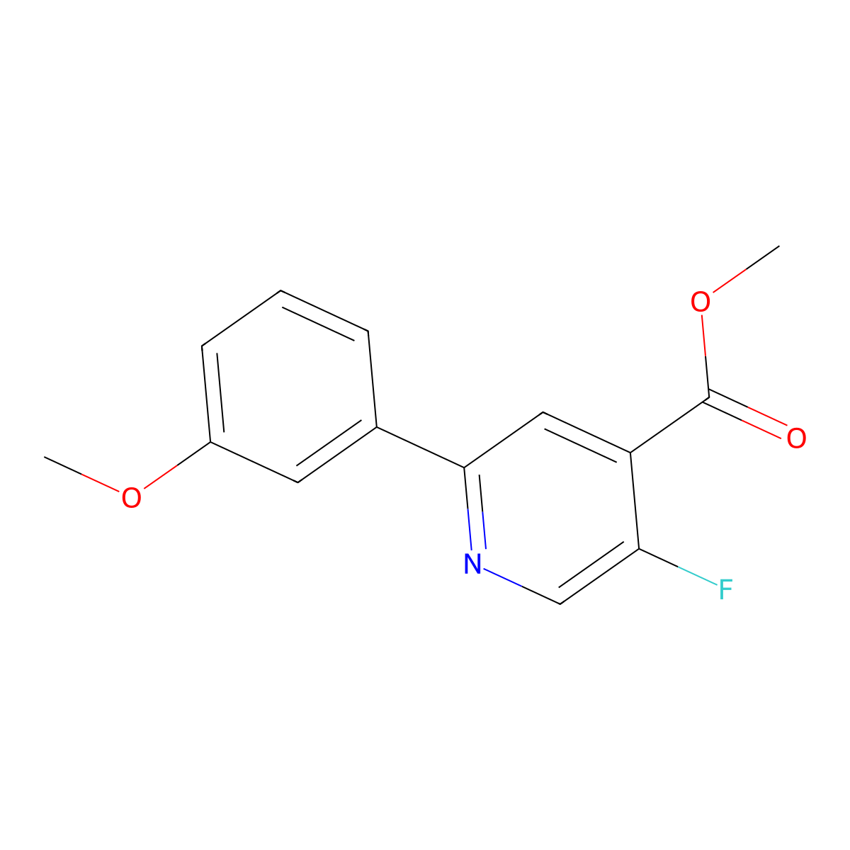 Methyl 5-fluoro-2-(3-methoxyphenyl)isonicotinate molecular structure, CAS 2835194-95-9