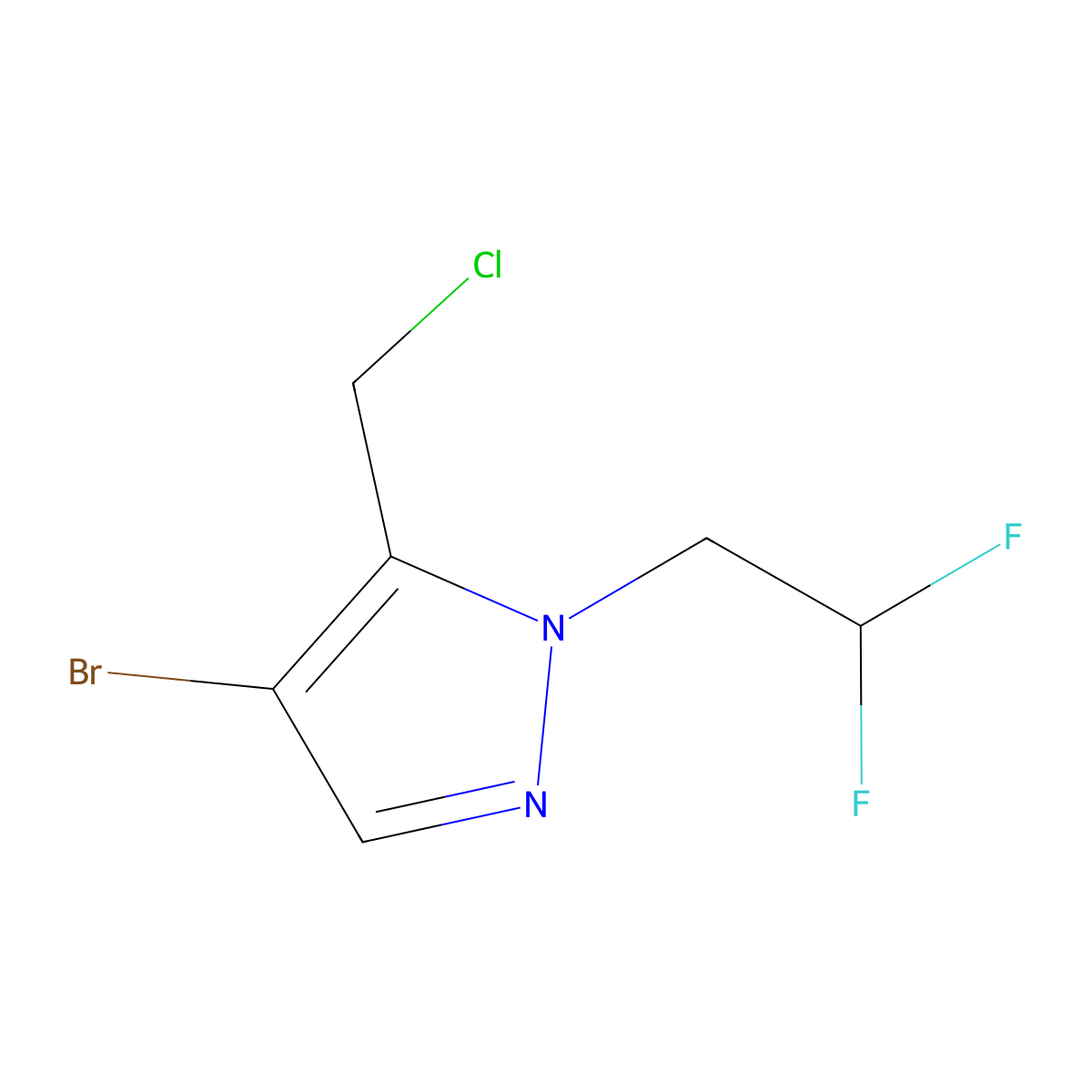 4-bromo-5-(chloromethyl)-1-(2,2-difluoroethyl)-1H-pyrazole molecular structure, CAS 2835195-14-5