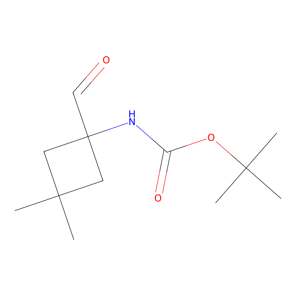 tert-butyl N-(1-formyl-3,3-dimethylcyclobutyl)carbamate molecular structure, CAS 2835693-15-5
