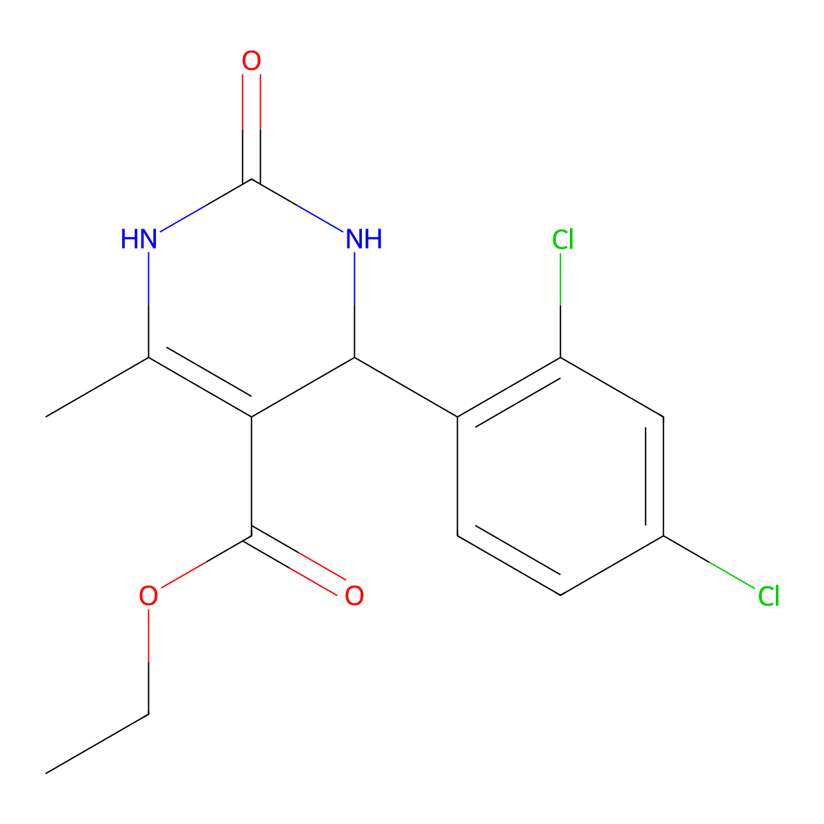 Ethyl 4-(2,4-dichlorophenyl)-6-methyl-2-oxo-1,2,3,4-tetrahydropyrimidine-5-carboxylate molecular structure, CAS 283593-04-4