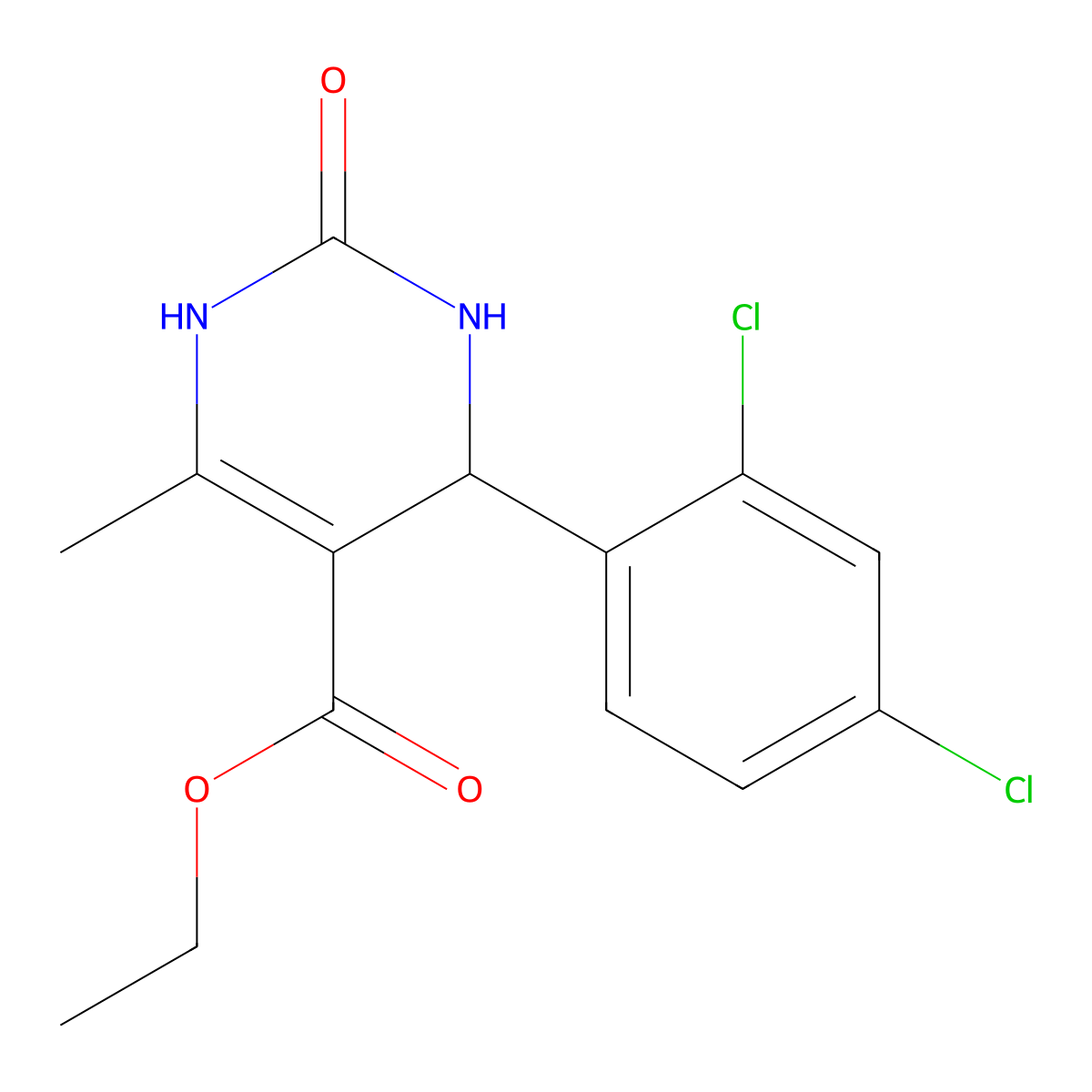 Ethyl 4-(2,4-dichlorophenyl)-6-methyl-2-oxo-1,2,3,4-tetrahydropyrimidine-5-carboxylate molecular structure, CAS 283593-04-4