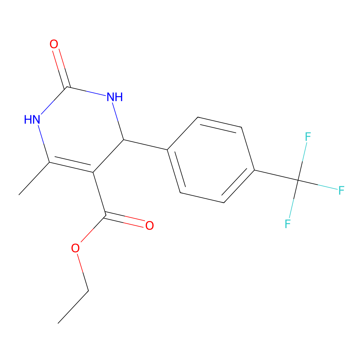 Ethyl 6-methyl-2-oxo-4-[4-(trifluoromethyl)phenyl]-1,2,3,4-tetrahydropyrimidine-5-carboxylate molecular structure, CAS 283593-05-5