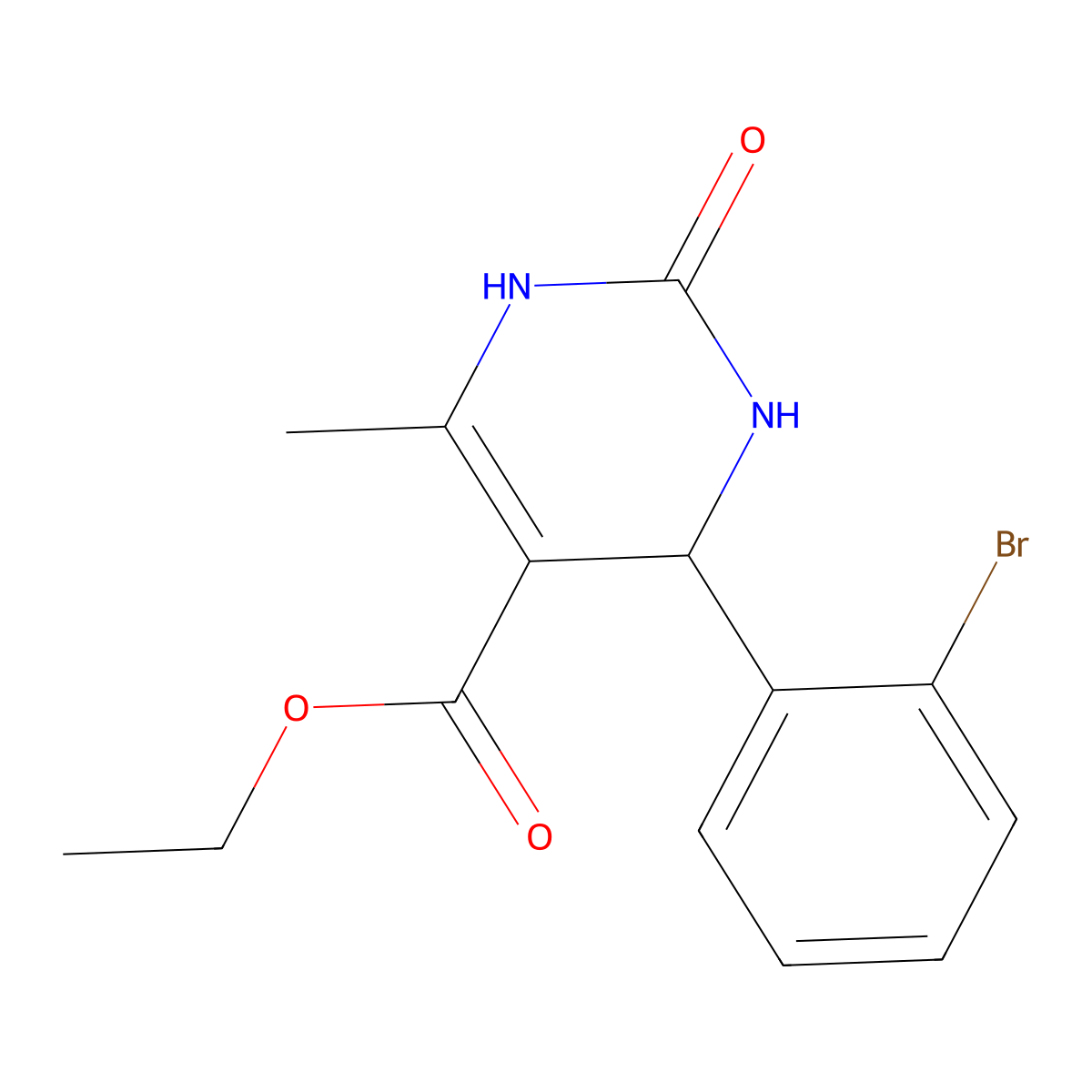 Ethyl 4-(2-bromophenyl)-6-methyl-2-oxo-1,2,3,4-tetrahydropyrimidine-5-carboxylate molecular structure, CAS 283593-06-6