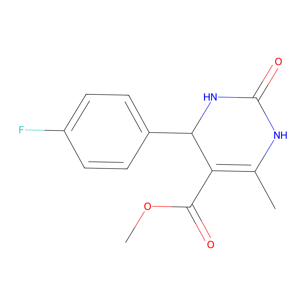 Methyl 4-(4-fluorophenyl)-6-methyl-2-oxo-1,2,3,4-tetrahydropyrimidine-5-carboxylate molecular structure, CAS 283593-12-4