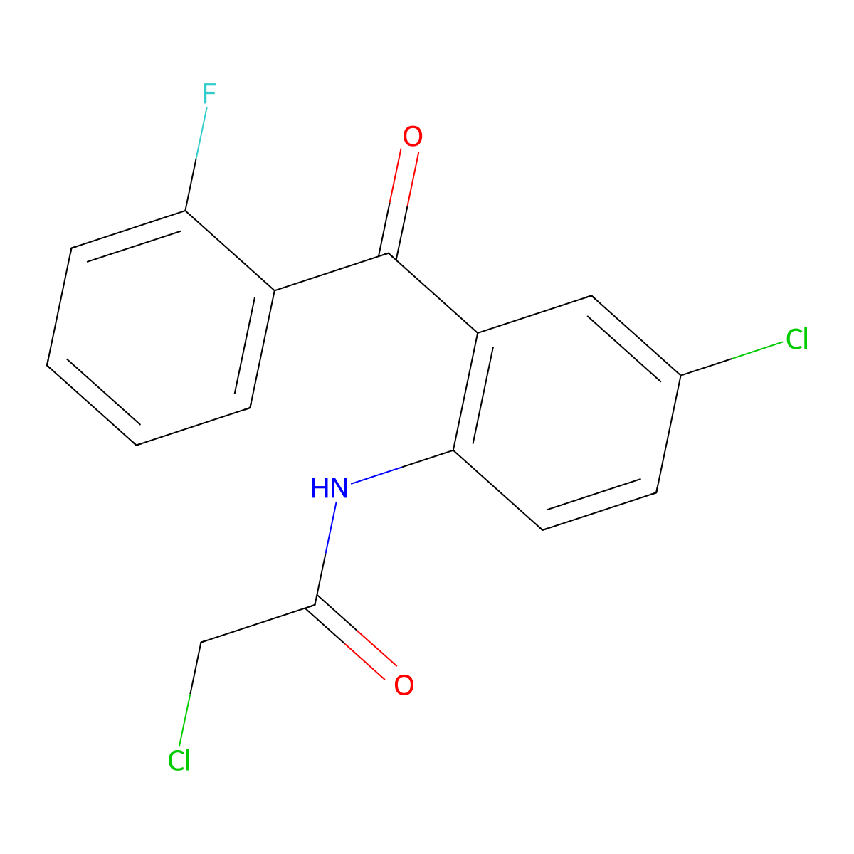 2-chloro-N-[4-chloro-2-(2-fluorobenzoyl)phenyl]acetamide molecular structure, CAS 2836-40-0