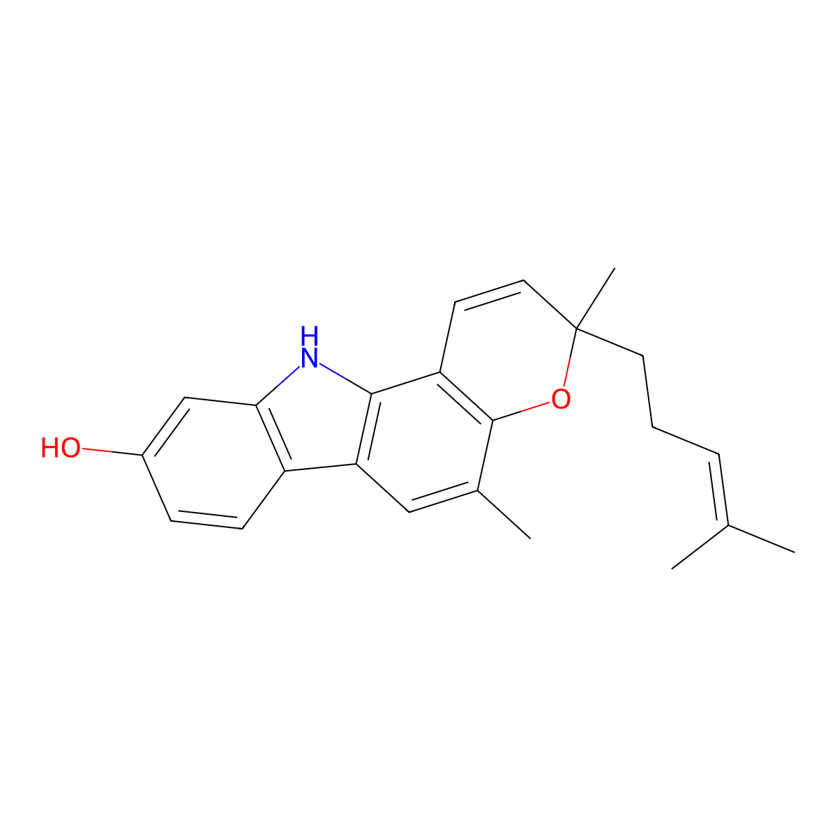 Mahanine molecular structure, CAS 28360-49-8
