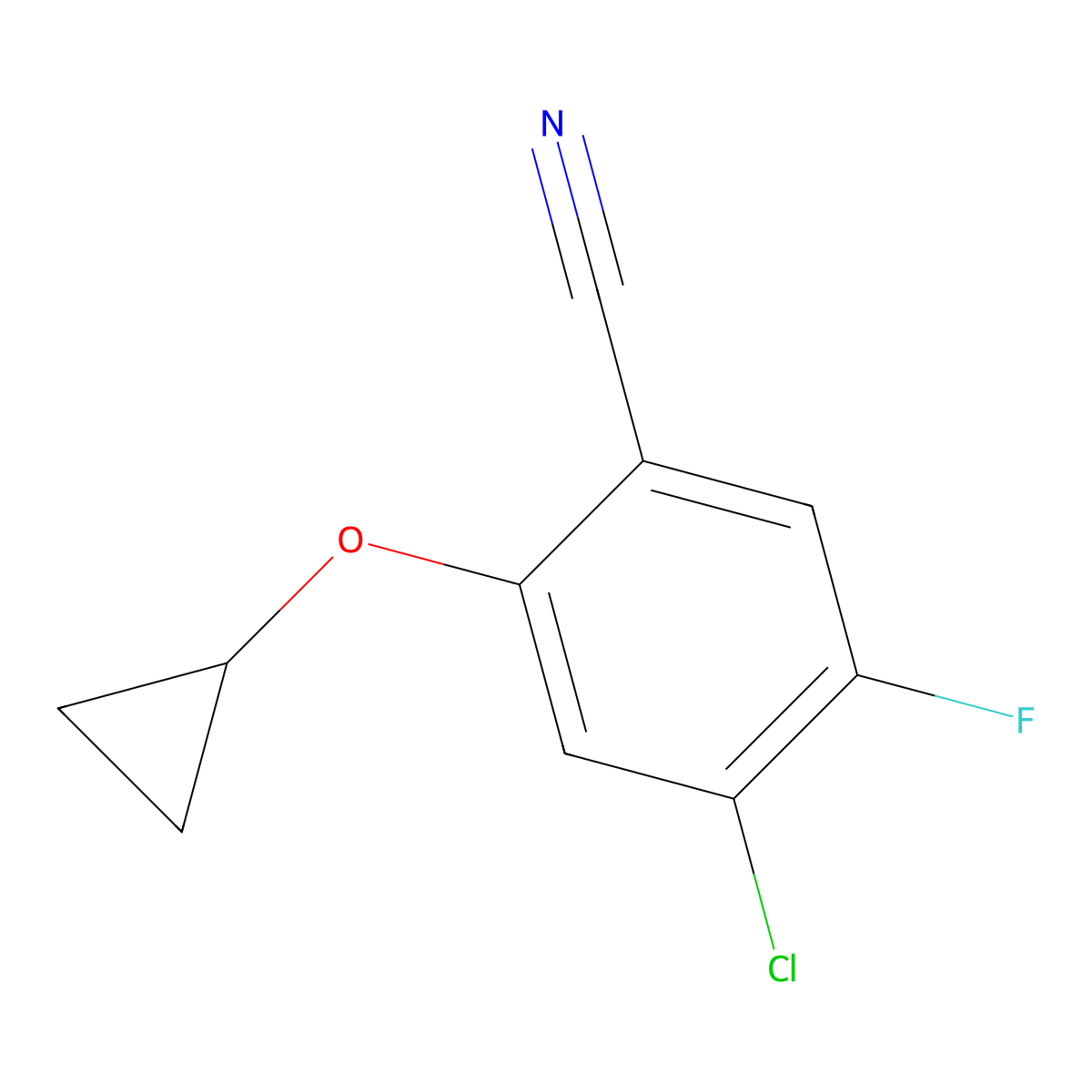 4-Chloro-2-cyclopropoxy-5-fluorobenzonitrile molecular structure, CAS 2836226-30-1