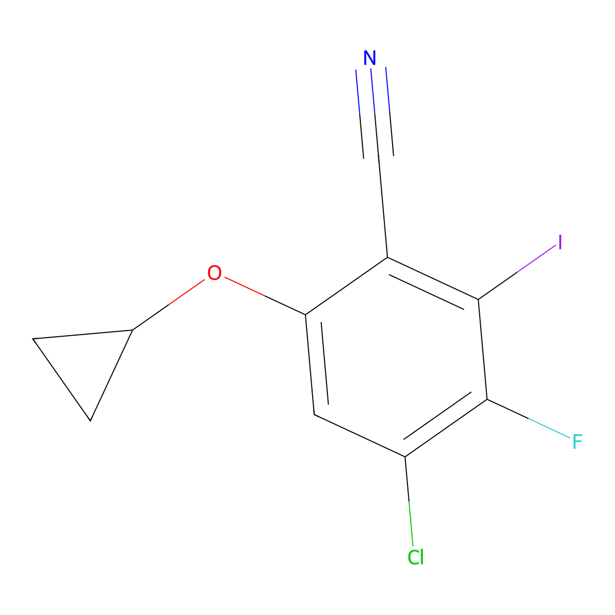 4-Chloro-6-cyclopropoxy-3-fluoro-2-iodobenzonitrile molecular structure, CAS 2836226-31-2