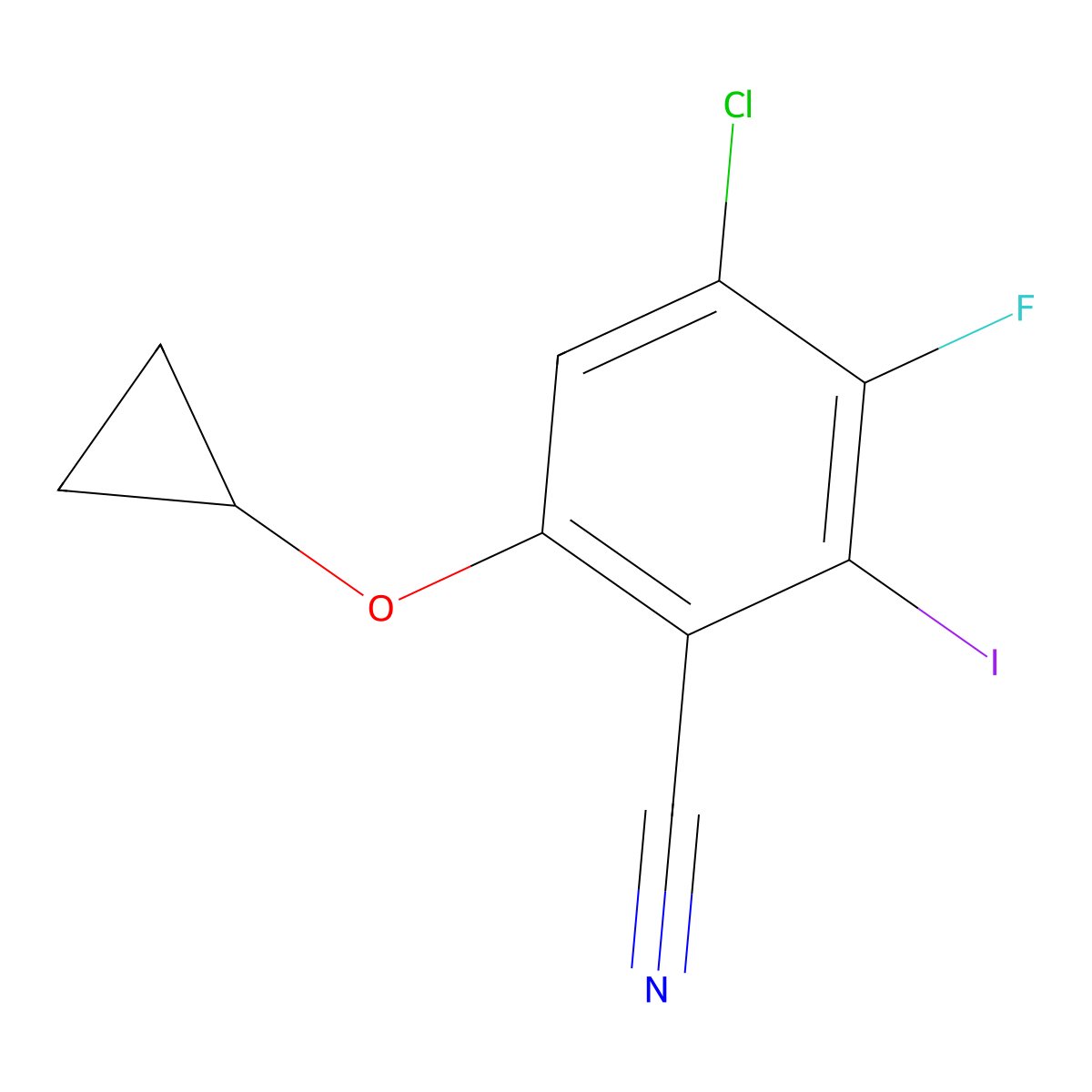 4-Chloro-6-cyclopropoxy-3-fluoro-2-iodobenzonitrile molecular structure, CAS 2836226-31-2