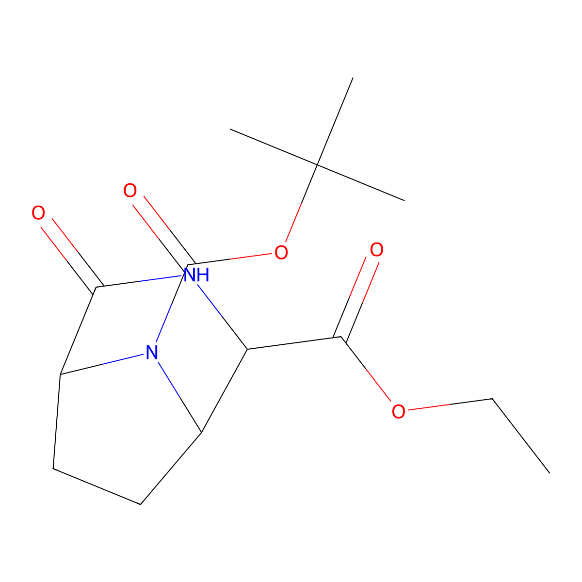 3,8-Diazabicyclo[3.2.1]octane-2,8-dicarboxylic acid, 4-oxo-, 8-(1,1-dimethylethyl) 2-ethyl ester, (1S,2R,5R)- molecular structure, CAS 2836267-65-1