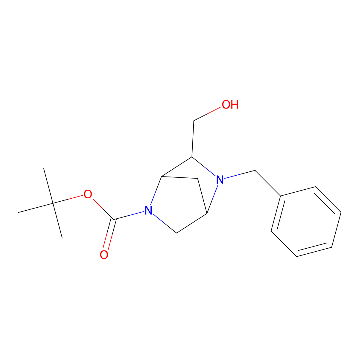 tert-Butyl (1R,4R,6R)-5-benzyl-6-(hydroxymethyl)-2,5-diazabicyclo[2.2.1]heptane-2-carboxylate molecular structure, CAS 2836267-76-4