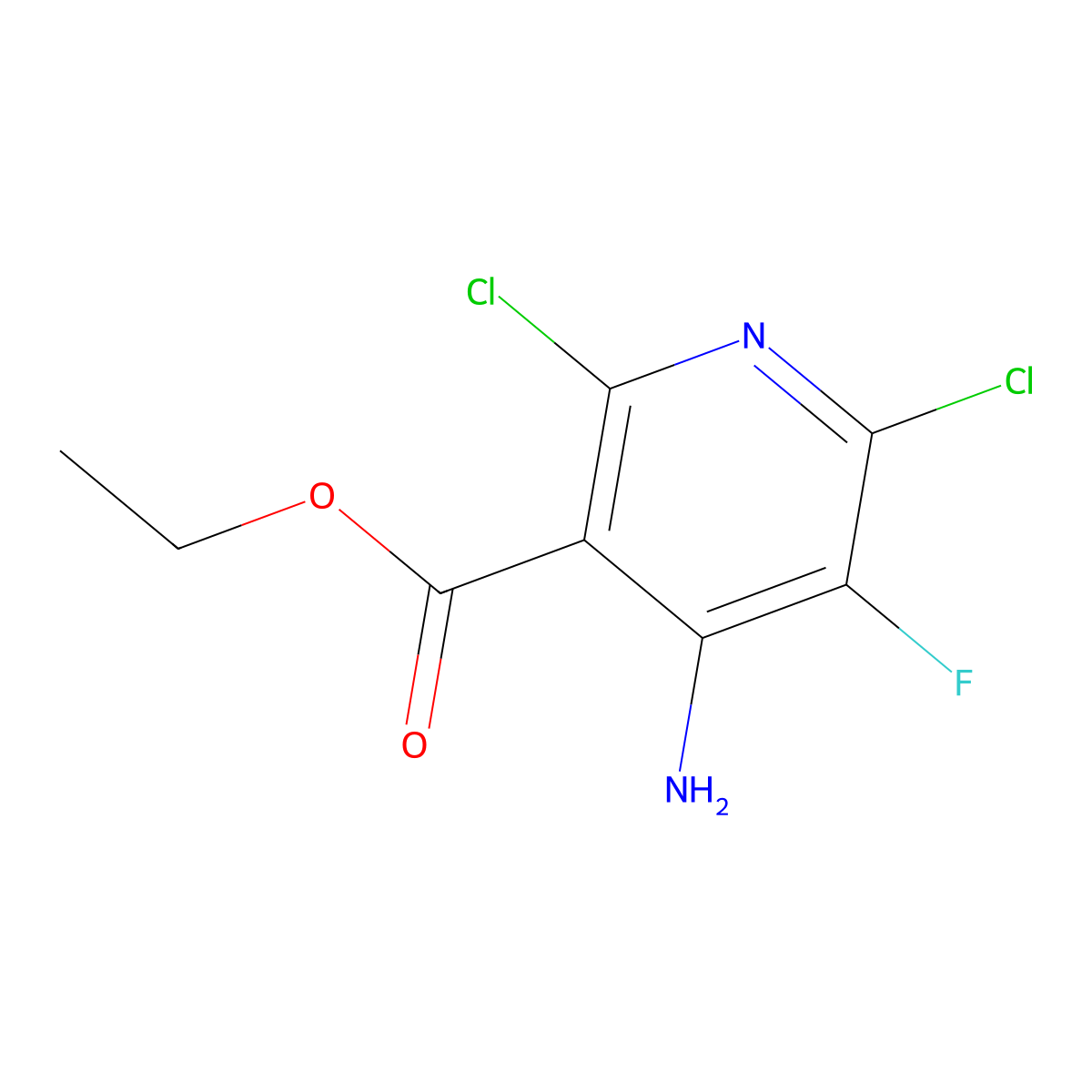Ethyl 4-Amino-2,6-dichloro-5-fluoronicotinate molecular structure, CAS 2836267-78-6