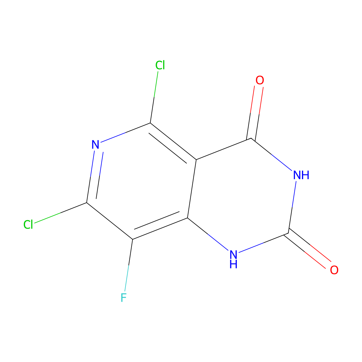 5,7-Dichloro-8-fluoropyrido[4,3-d]pyrimidine-2,4-diol molecular structure, CAS 2836267-80-0