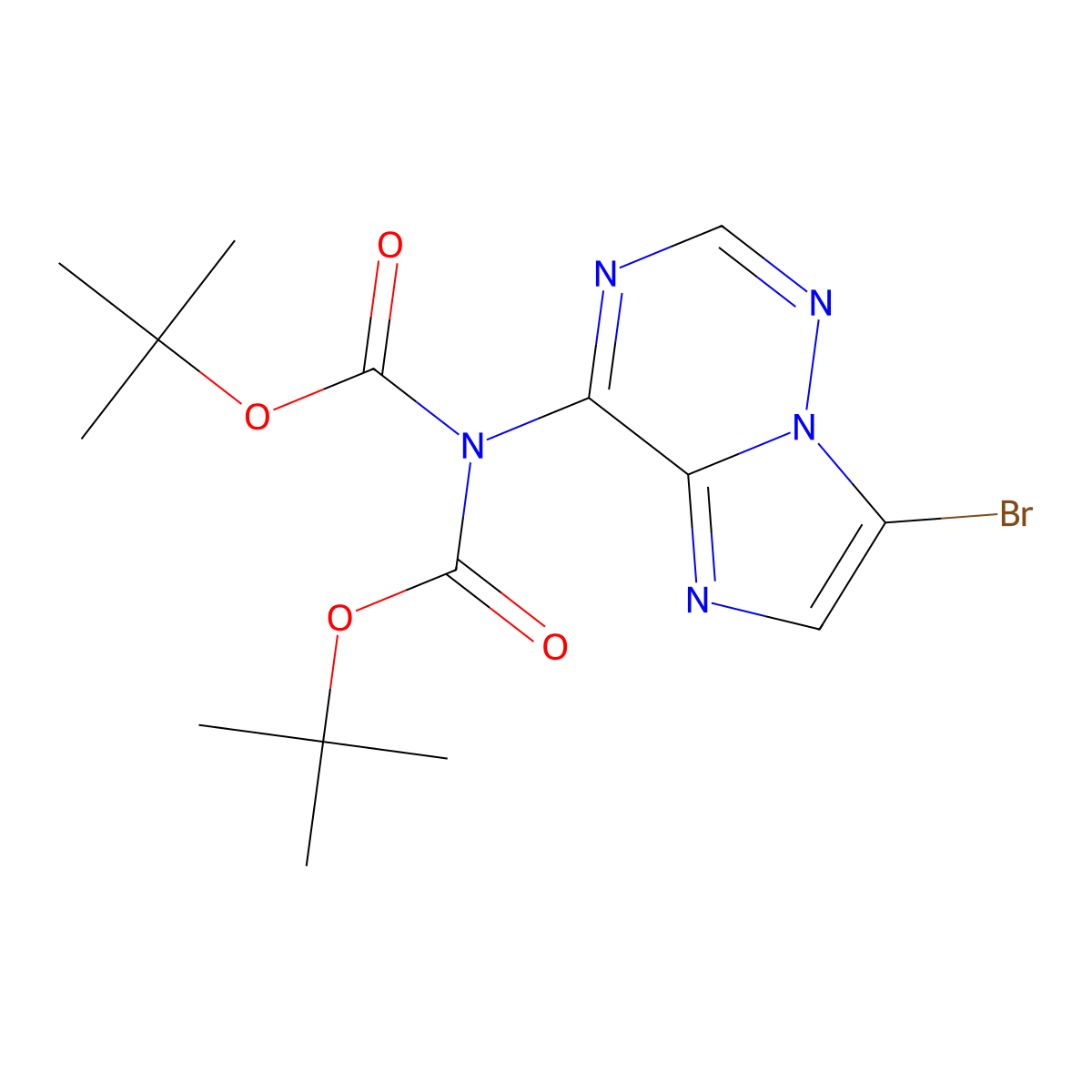 tert-butyl N-(7-bromoimidazo[2,1-f][1,2,4]triazin-4-yl)-N-tert-butoxycarbonyl-carbamate molecular structure, CAS 2836271-87-3