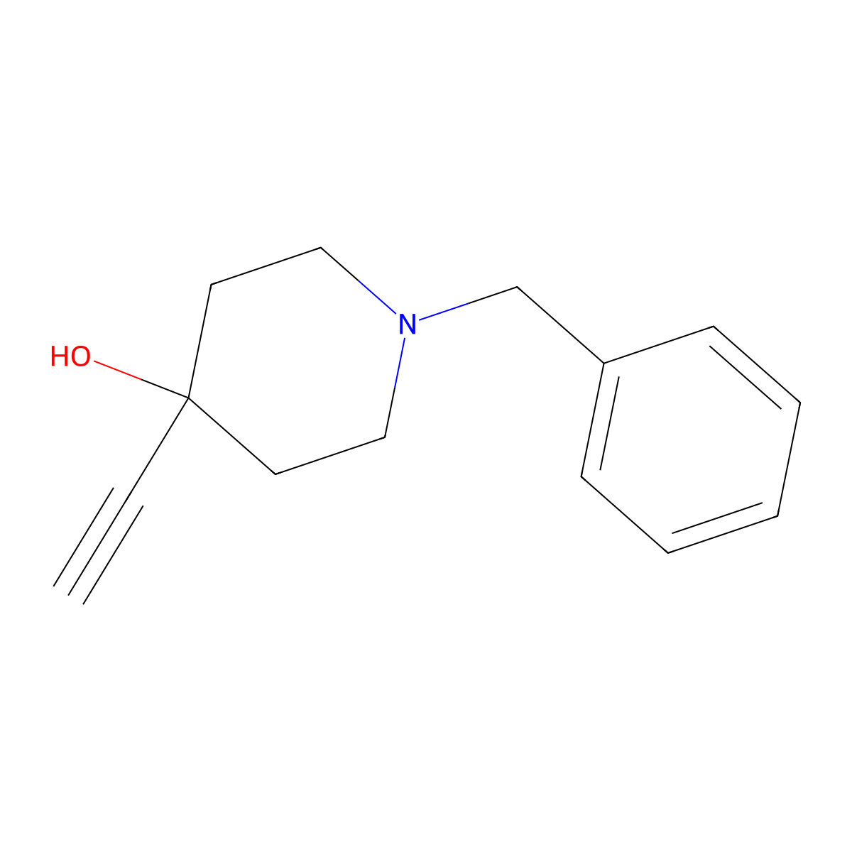 1-Benzyl-4-ethynylpiperidin-4-ol molecular structure, CAS 28365-34-6
