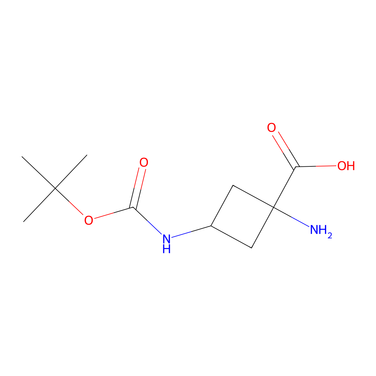 1-Amino-3-{[(tert-butoxy)carbonyl]amino}cyclobutane-1-carboxylic acid molecular structure, CAS 2836790-97-5
