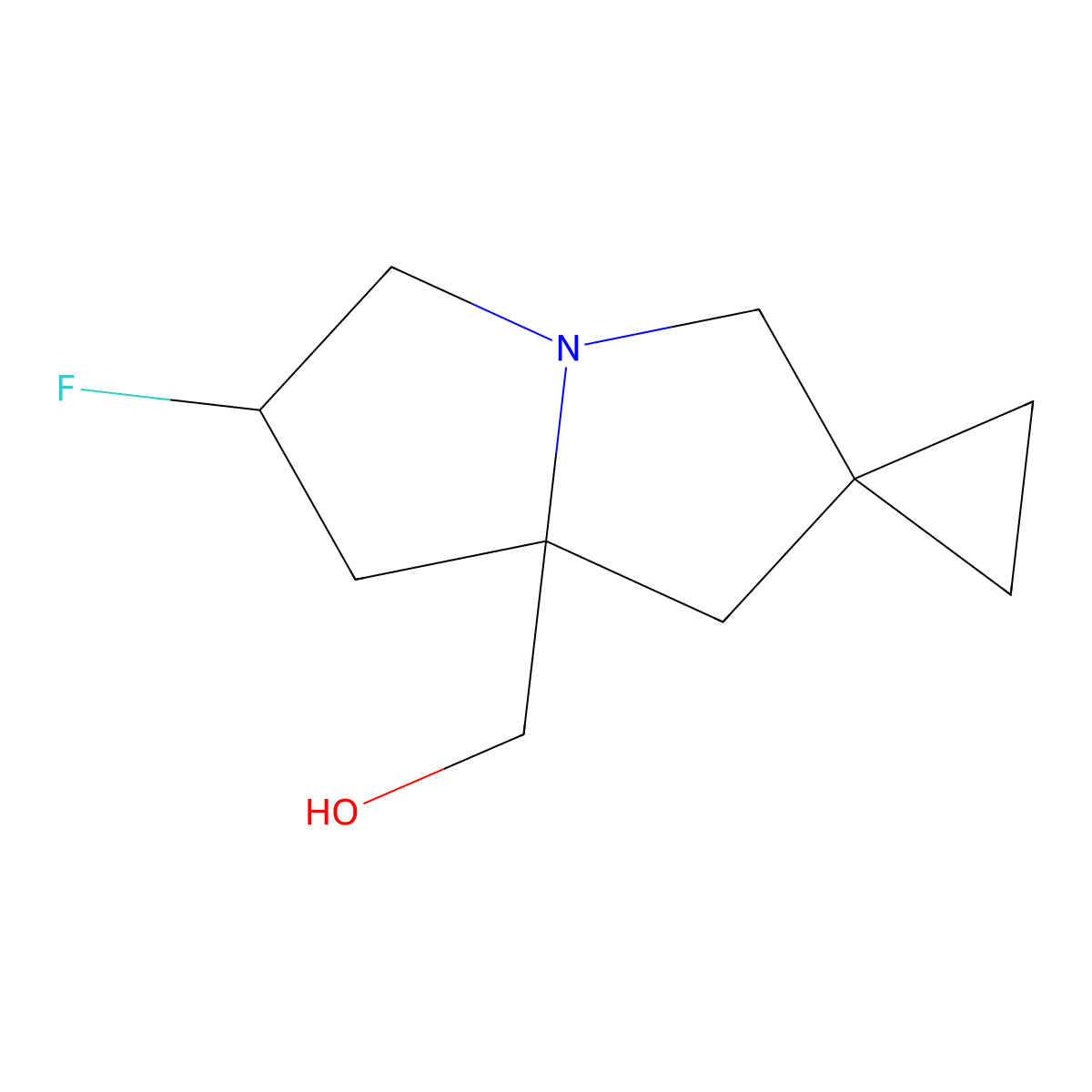 [(2R,8R)-2-fluorospiro[2,3,5,7-tetrahydro-1H-pyrrolizine-6,1'-cyclopropane]-8-yl]methanol molecular structure, CAS 2837000-21-0