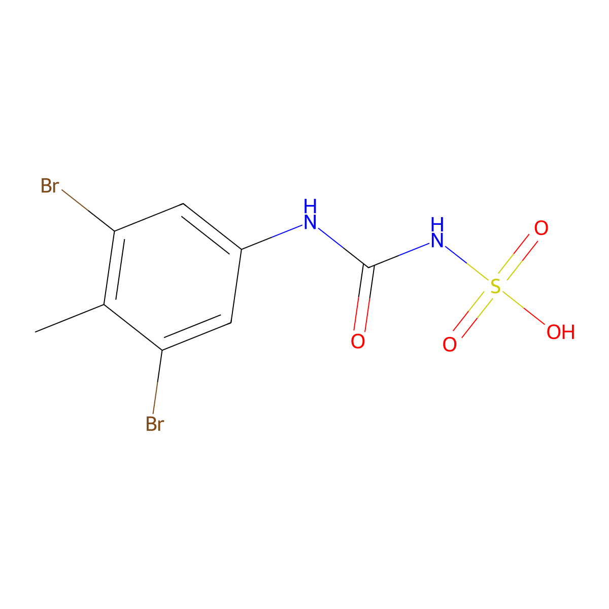 (3,5-Dibromo-4-methylphenyl)carbamoylsulfamic acid molecular structure, CAS 2837000-75-4