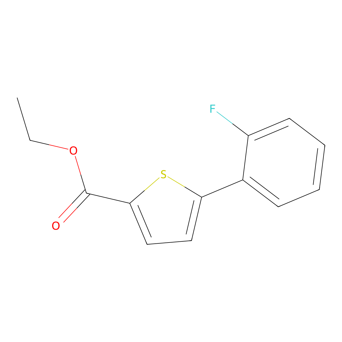 Ethyl 5-(2-fluorophenyl)-2-thiophenecarboxylate molecular structure, CAS 2837303-32-7