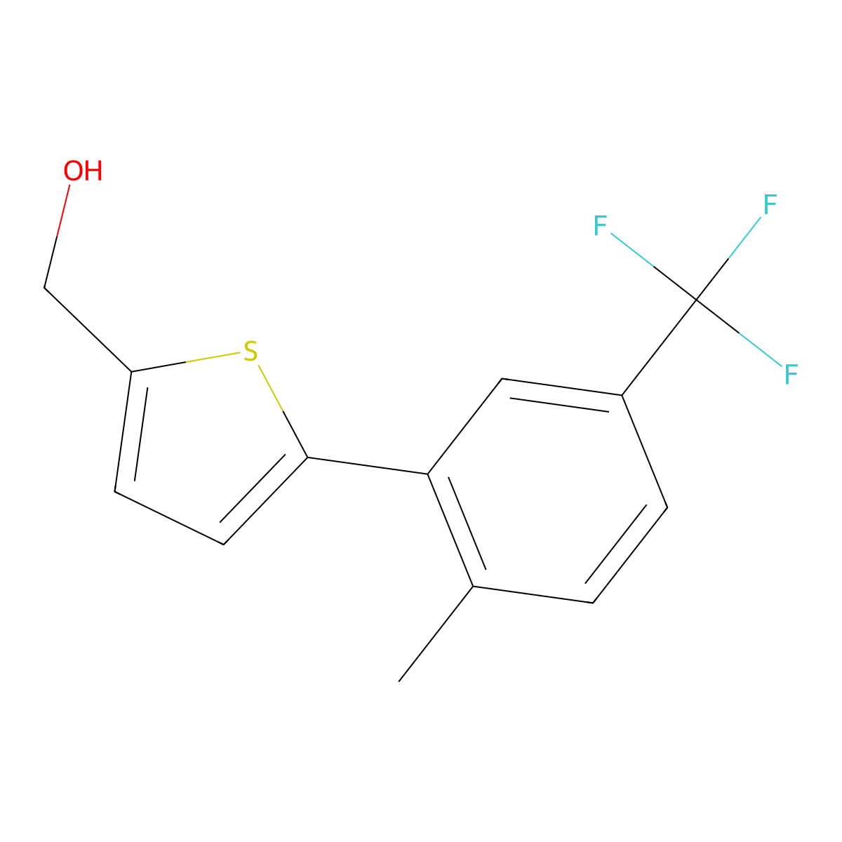 5-[2-Methyl-5-(trifluoromethyl)phenyl]-2-thiophenemethanol molecular structure, CAS 2837303-68-9