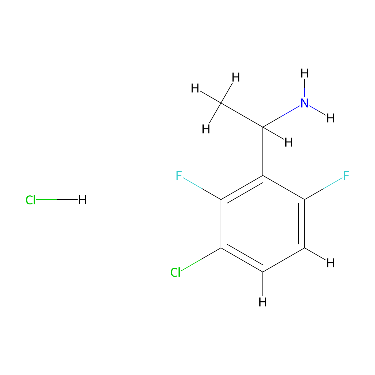 1-(3-Chloro-2,6-difluorophenyl)ethan-1-amine hydrochloride molecular structure, CAS 2837359-88-1