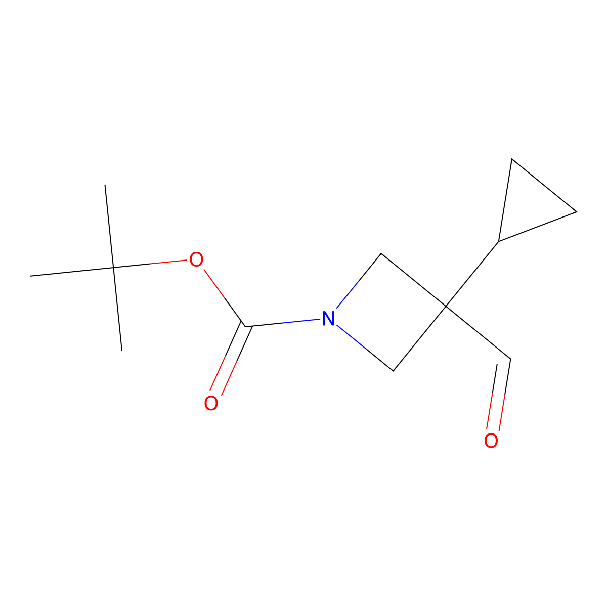 Tert-butyl 3-cyclopropyl-3-formylazetidine-1-carboxylate molecular structure, CAS 2837688-35-2