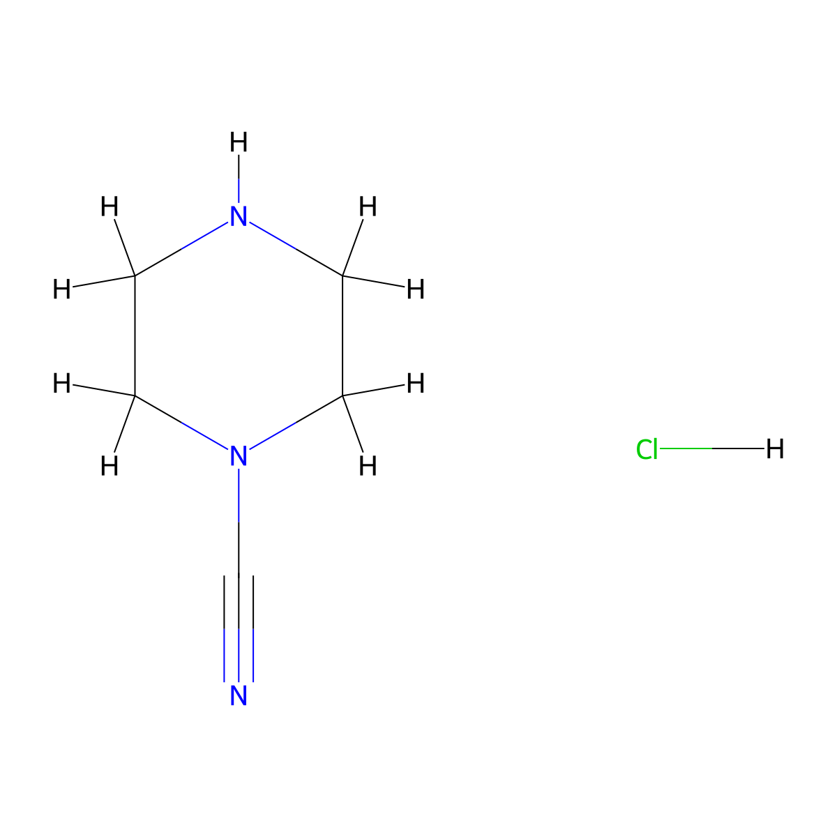 Piperazine-1-carbonitrile hydrochloride molecular structure, CAS 2837835-34-2