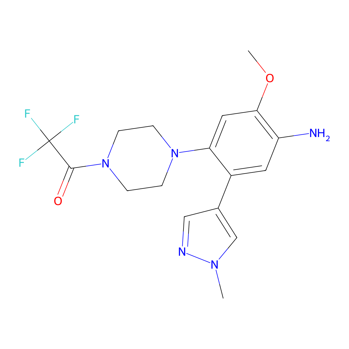 1-[4-[4-Amino-5-methoxy-2-(1-methylpyrazol-4-yl)phenyl]piperazin-1-yl]-2,2,2-trifluoroethanone molecular structure, CAS 2837984-10-6