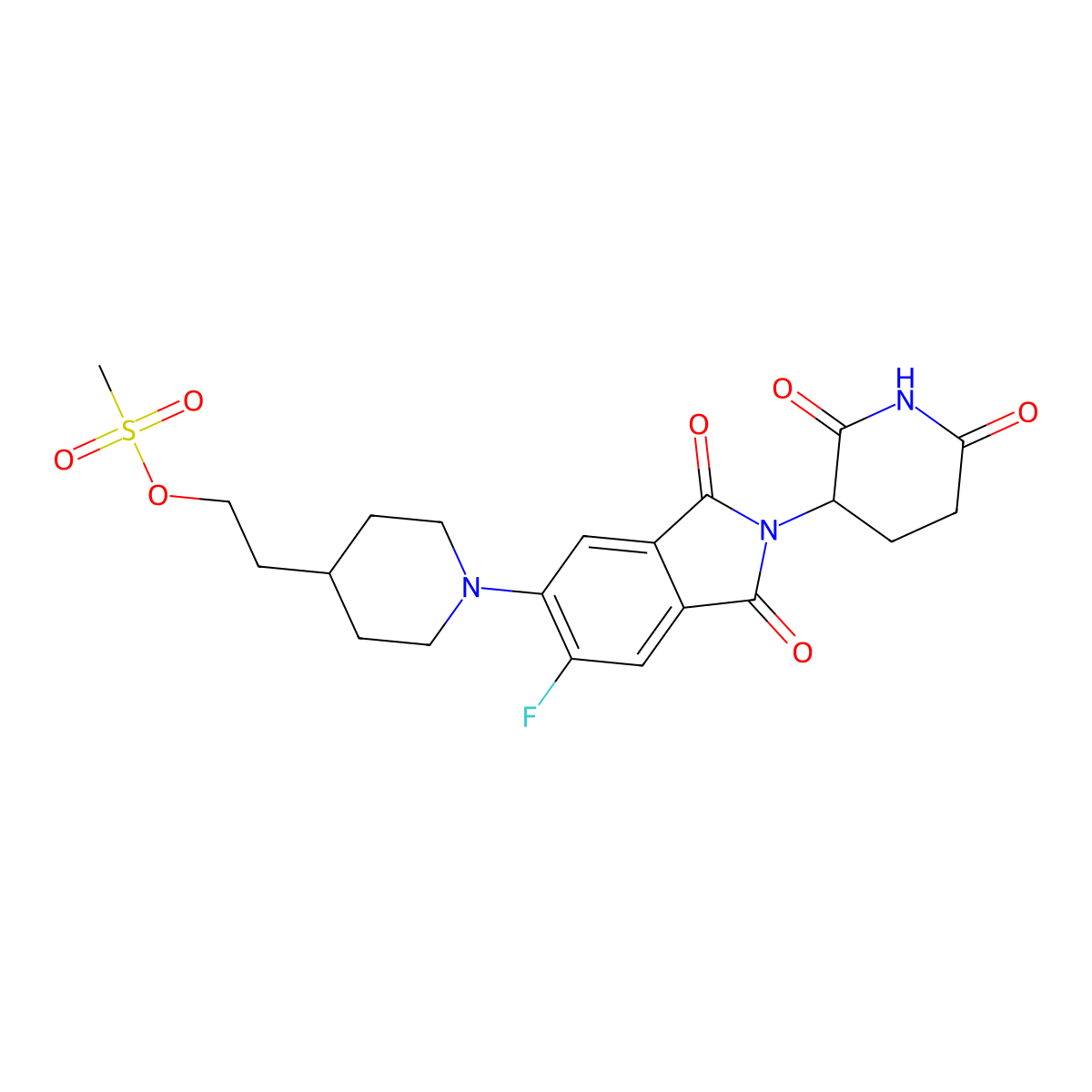 2-[1-[2-(2,6-Dioxopiperidin-3-yl)-6-fluoro-1,3-dioxoisoindol-5-yl]piperidin-4-yl]ethyl methanesulfonate molecular structure, CAS 2837984-89-9