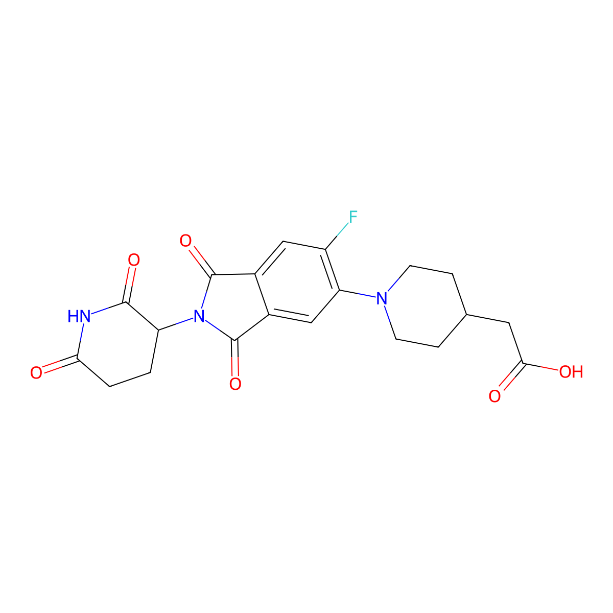 2-(1-(2-(2,6-Dioxopiperidin-3-yl)-6-fluoro-1,3-dioxoisoindolin-5-yl)piperidin-4-yl)acetic acid molecular structure, CAS 2837985-69-8