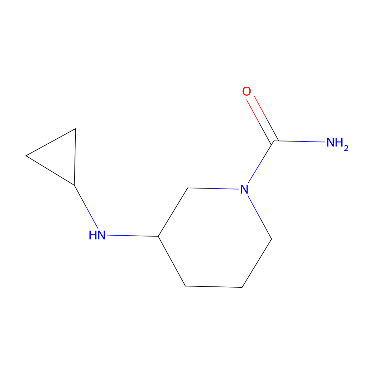 (R)-3-(cyclopropylamino)piperidine-1-carboxamide molecular structure, CAS 2837996-46-8