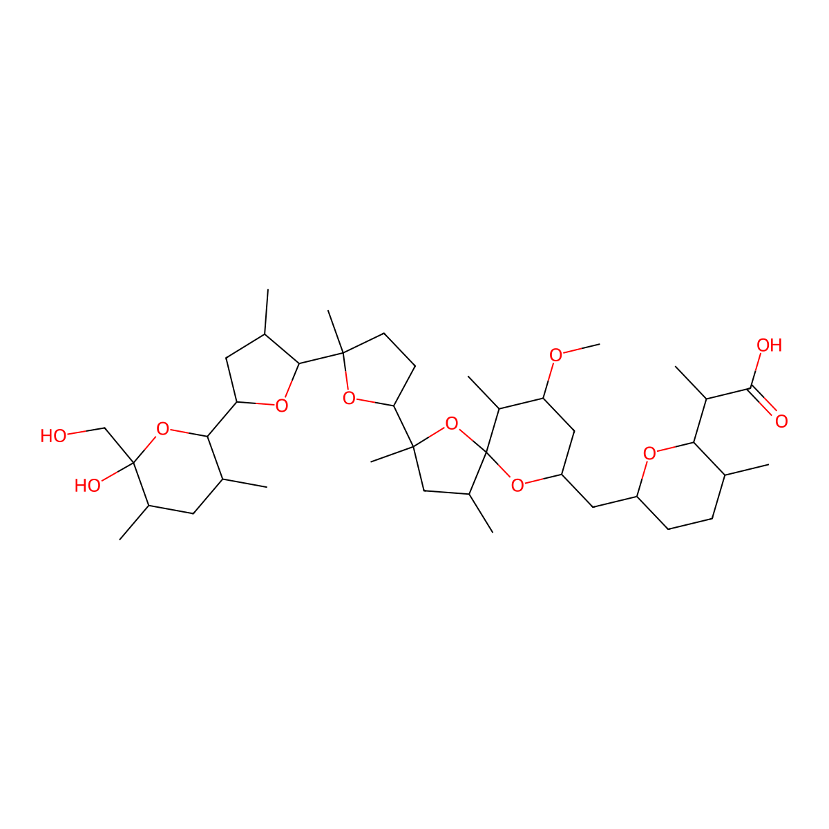 Nigericin molecular structure, CAS 28380-24-7