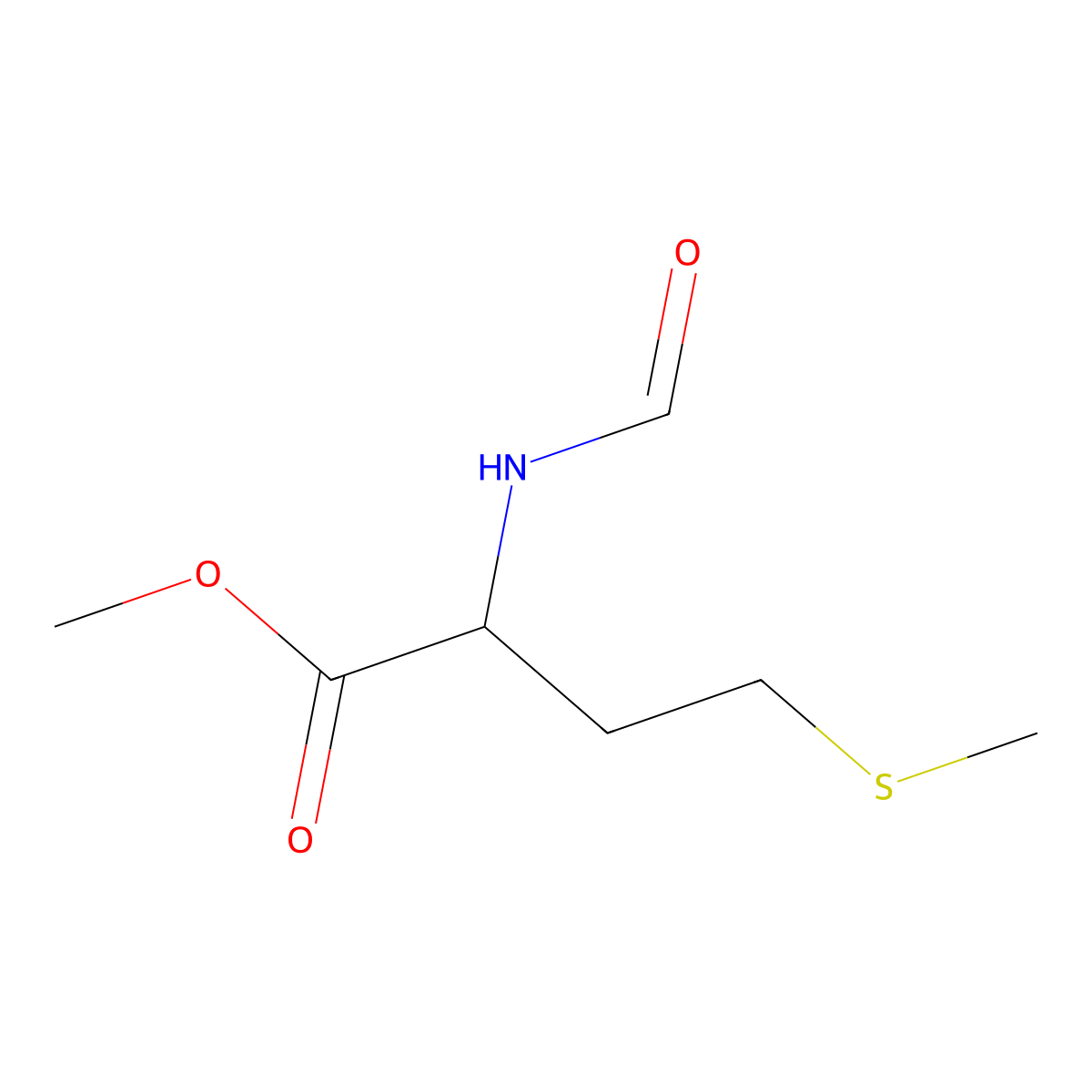 methyl (2S)-2-formamido-4-(methylsulfanyl)butanoate molecular structure, CAS 28381-57-9