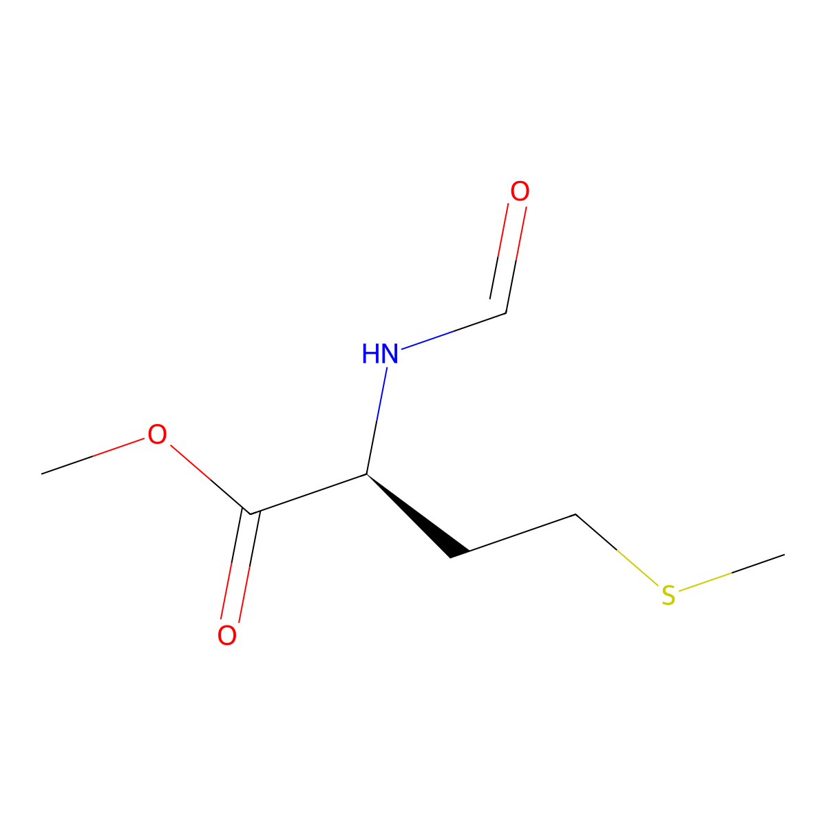 methyl (2S)-2-formamido-4-(methylsulfanyl)butanoate molecular structure, CAS 28381-57-9