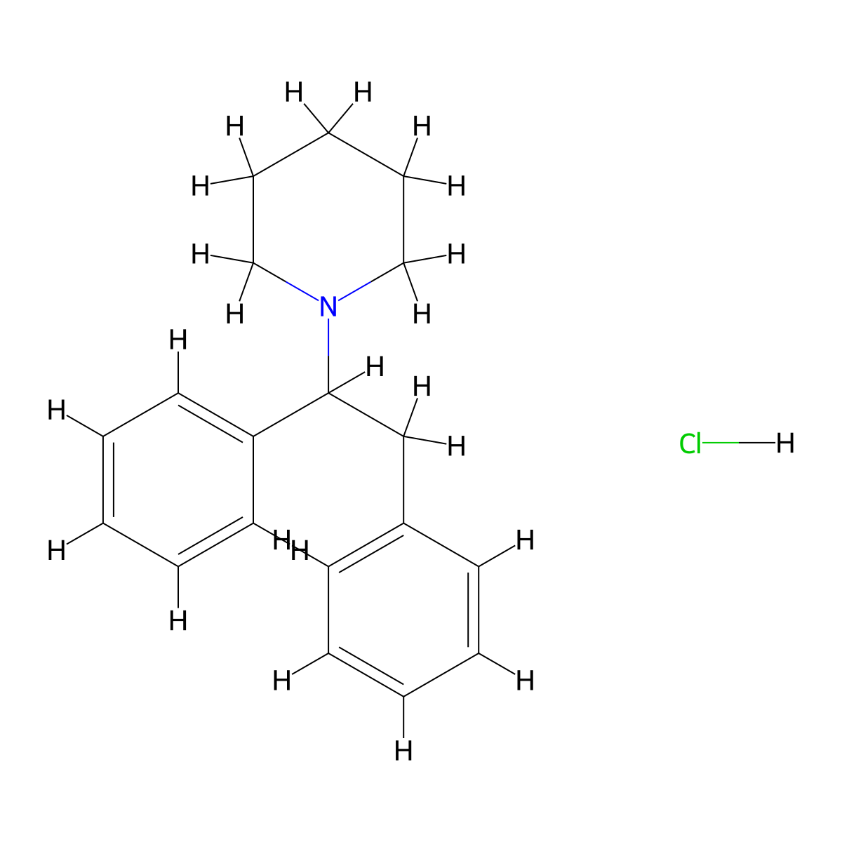 1-(1,2-Diphenylethyl)piperidine;hydrochloride molecular structure, CAS 28383-15-5