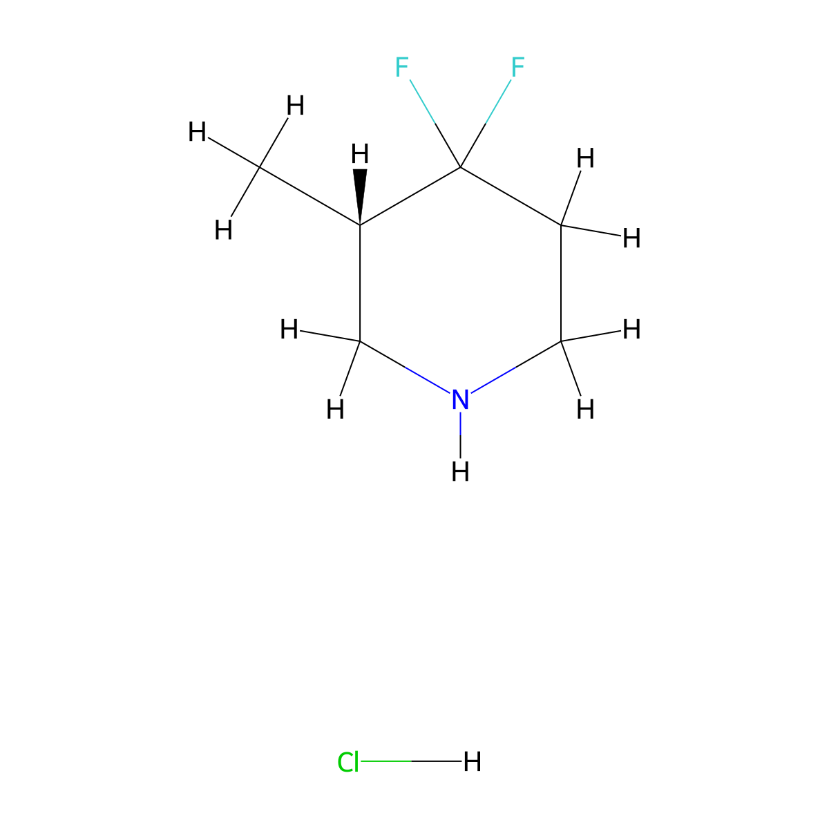 (S)-4,4-Difluoro-3-methylpiperidine hydrochloride molecular structure, CAS 2838399-87-2