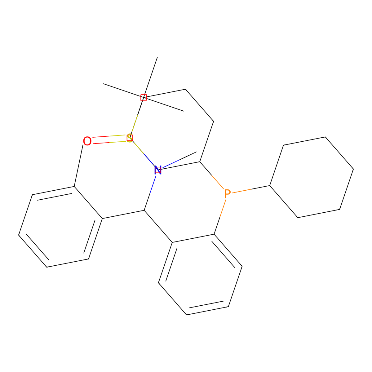 (R)-N-((R)-(2-(Dicyclohexylphosphanyl)phenyl)(o-tolyl)methyl)-N,2-dimethylpropane-2-sulfinamide molecular structure, CAS 2838612-90-9
