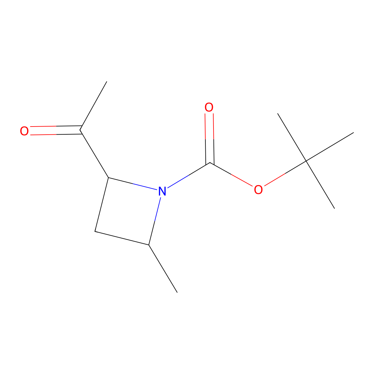 Tert-butyl 2-acetyl-4-methyl-azetidine-1-carboxylate molecular structure, CAS 2839043-52-4