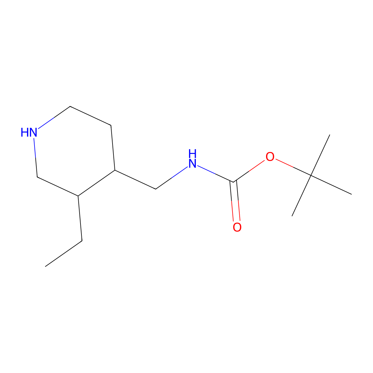tert-butyl N-{[(3R,4R)-3-ethylpiperidin-4-yl]methyl}carbamate molecular structure, CAS 2839128-51-5