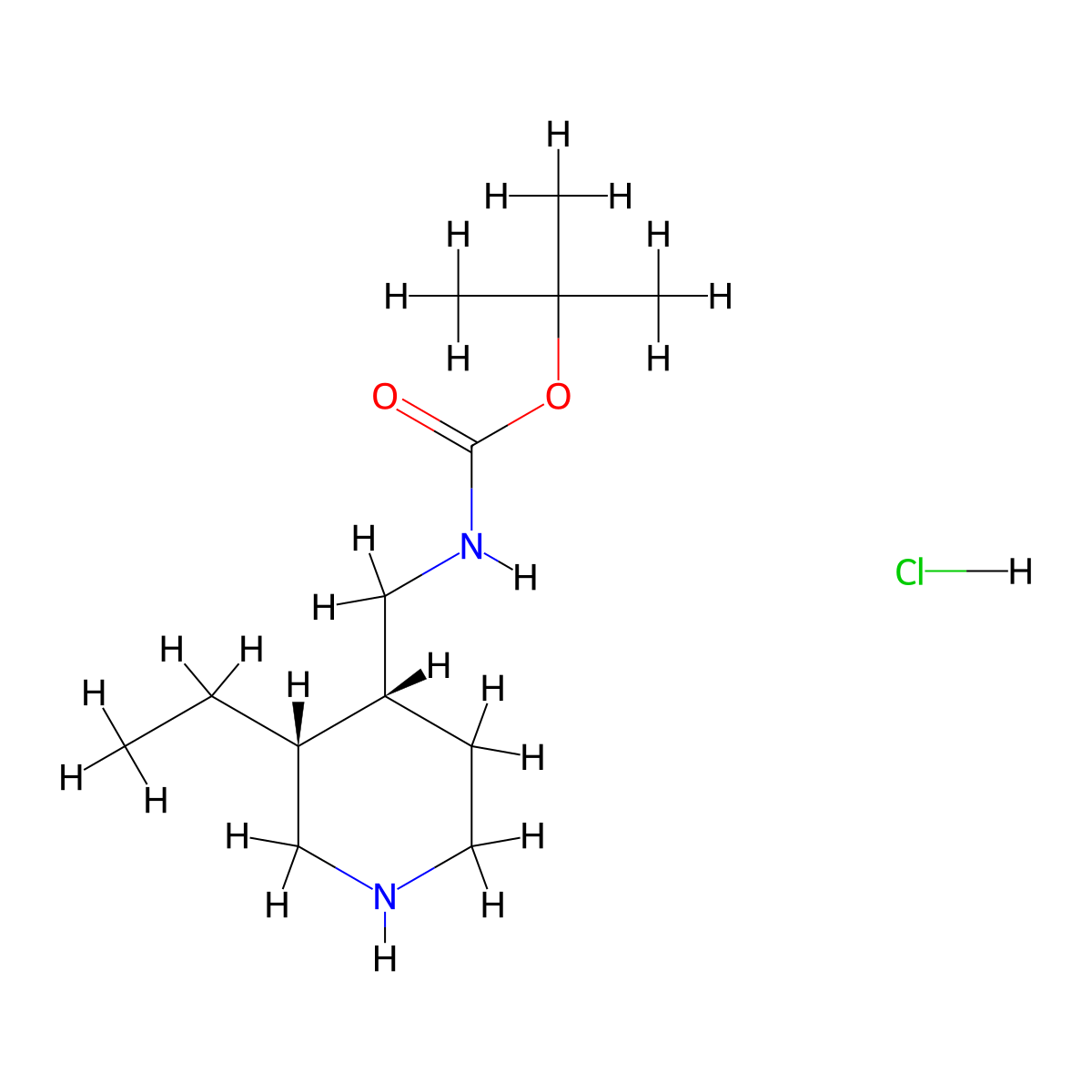 tert-butyl N-{[(3R,4R)-3-ethylpiperidin-4-yl]methyl}carbamate hydrochloride molecular structure, CAS 2839128-52-6