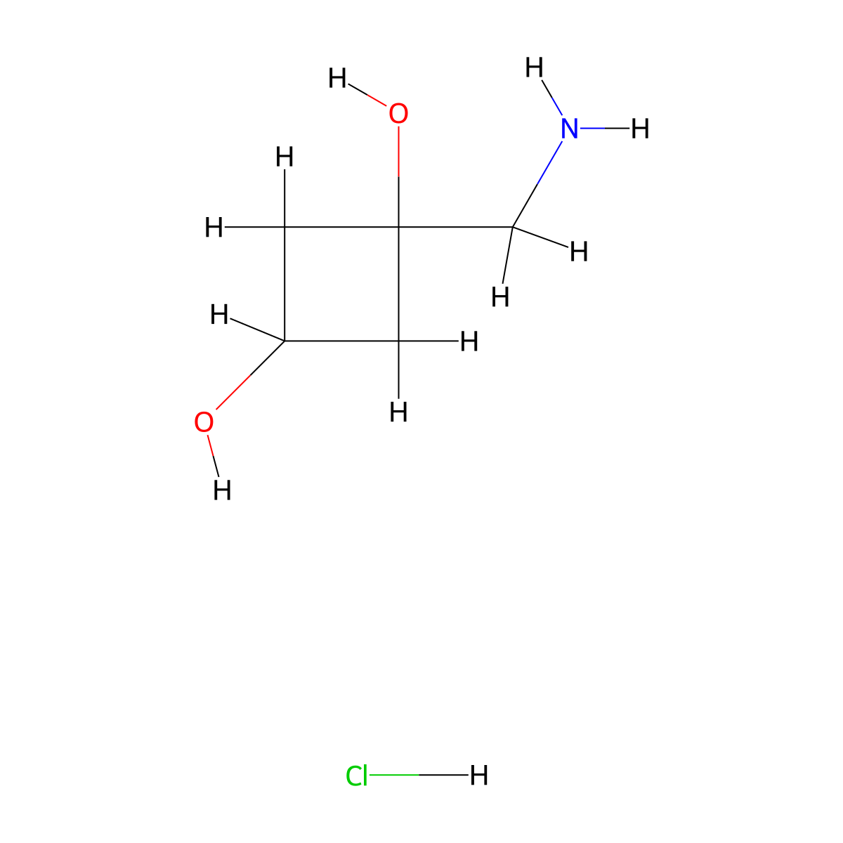 Rac-(1s,3s)-1-(aminomethyl)cyclobutane-1,3-diol hydrochloride molecular structure, CAS 2839128-58-2