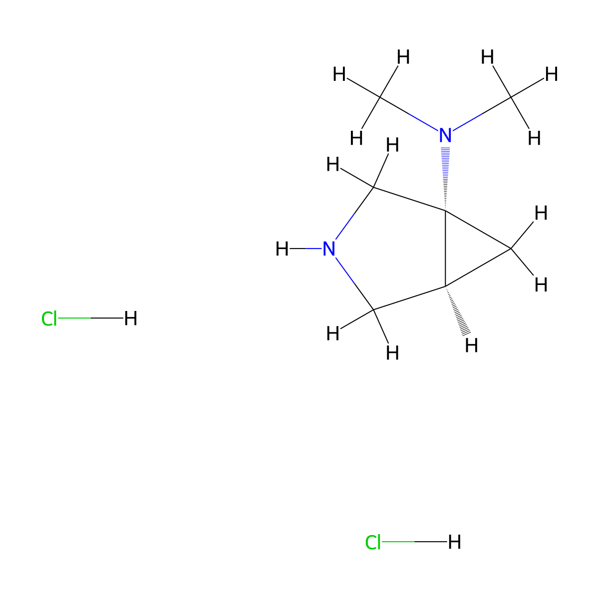 (1R,5S)-N,N-dimethyl-3-azabicyclo[3.1.0]hexan-1-amine dihydrochloride molecular structure, CAS 2839128-76-4
