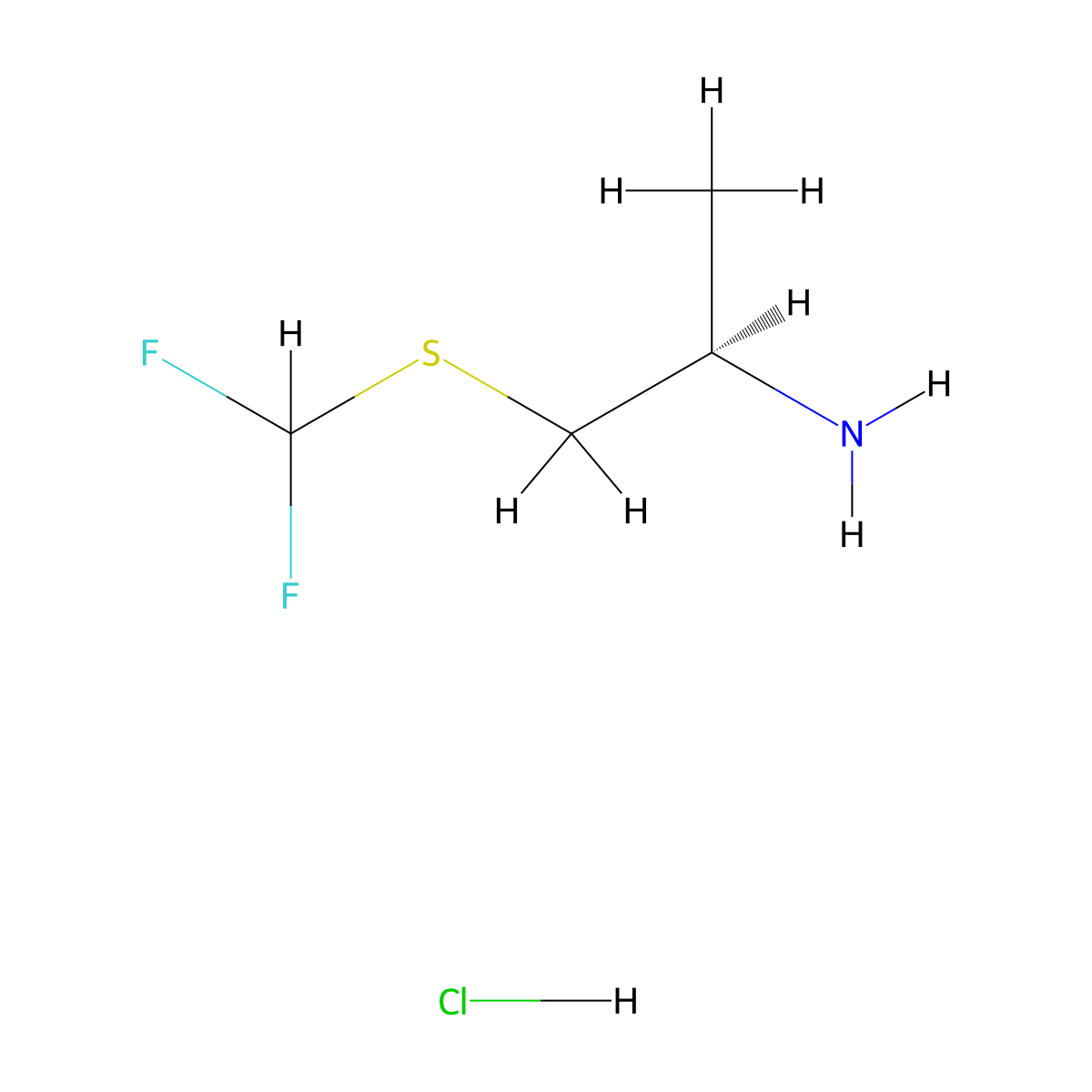 (2R)-1-((difluoromethyl)sulfanyl)propan-2-amine hydrochloride molecular structure, CAS 2839128-84-4