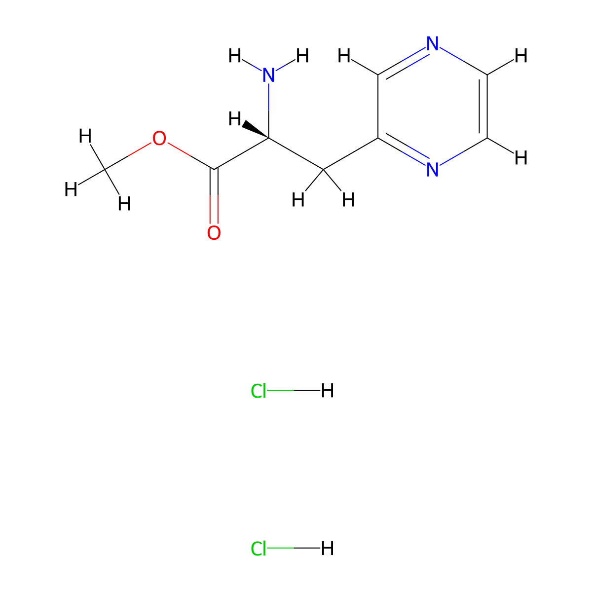 methyl (2R)-2-amino-3-(pyrazin-2-yl)propanoate dihydrochloride molecular structure, CAS 2839128-94-6