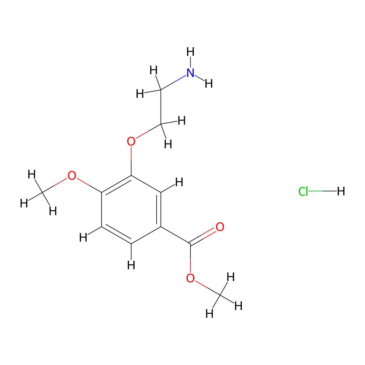 Methyl3-(2-aminoethoxy)-4-methoxybenzoatehydrochloride molecular structure, CAS 2839138-17-7